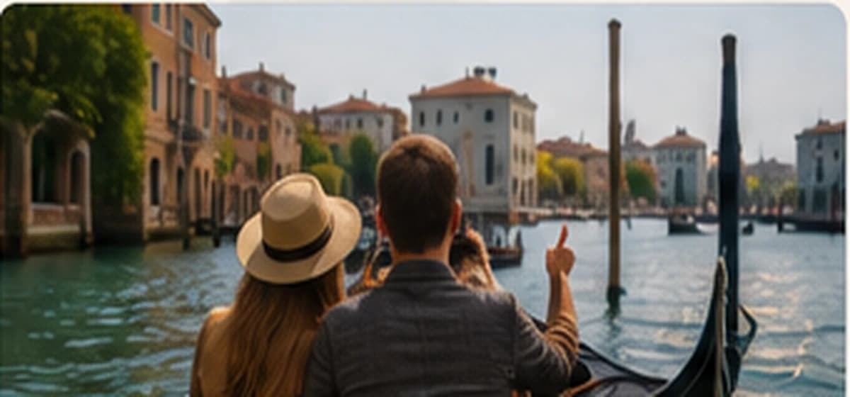 Gondola veneziana durante una navigazione tra i canali di Venezia