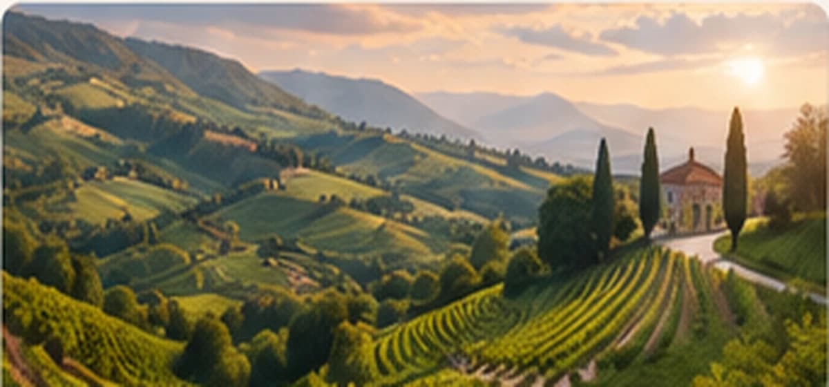 Colline e vigneti del Prosecco nel territorio di Valdobbiadene